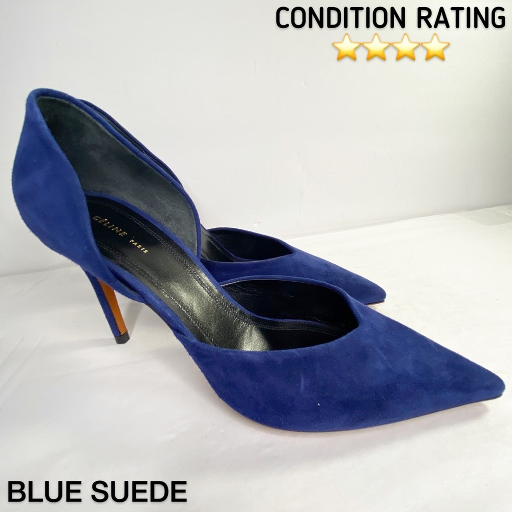 Celine Blue Suede Pointed Pump/Heels (36) - Picture 4 of 11